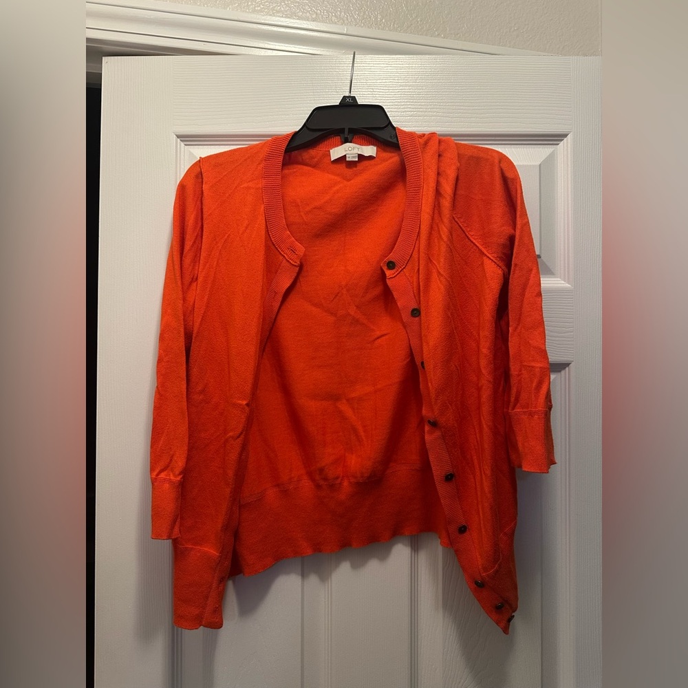 Loft Womens Cardigan Fall Orange Button Front